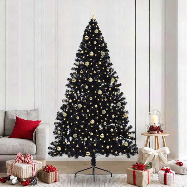Kunstmatig Voorverlicht Kerstboom Met 300 Led Pvc Zwart