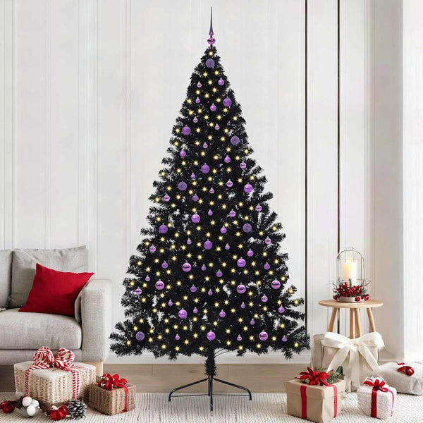 Kunstmatig Voorverlicht Kerstboom Met 300 Led Pvc Zwart
