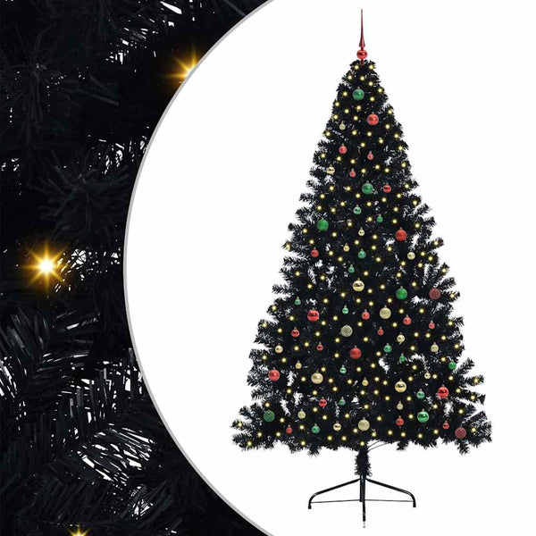 Kunstmatig Voorverlicht Kerstboom Met 300 Led Pvc Zwart