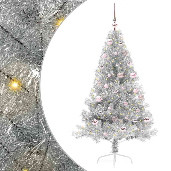 Kunstmatig Voorverlicht Kerstboom Met 300 Led Pet Zilver