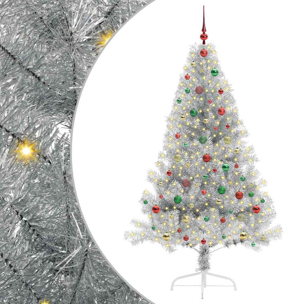 Kunstmatig Voorverlicht Kerstboom Met 300 Led Pet Zilver