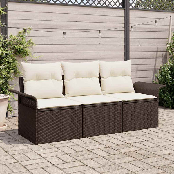 Tuin Sofa Set Met Kussen Met Opslag 3 Pcs Poly Riet