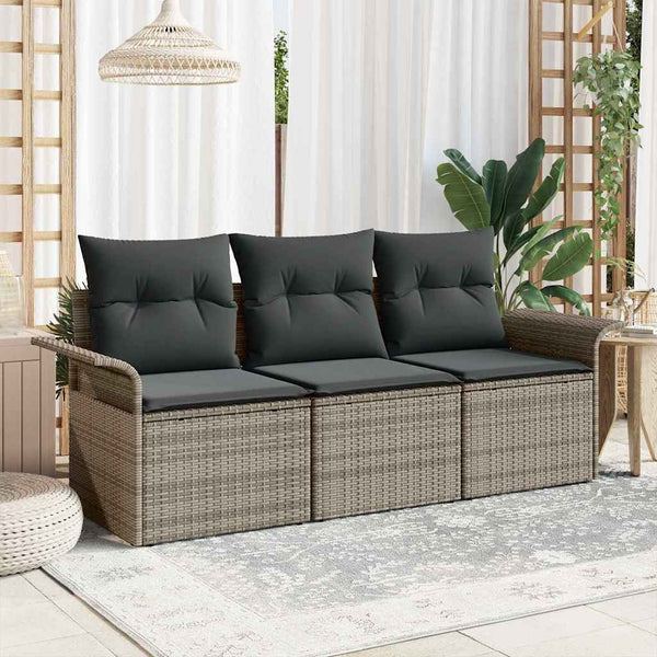 Tuin Sofa Set Met Kussen Met Opslag 3 Pcs Poly Riet