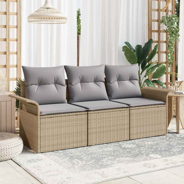 Tuin Sofa Set Met Kussen Met Opslag 3 Pcs Poly Riet