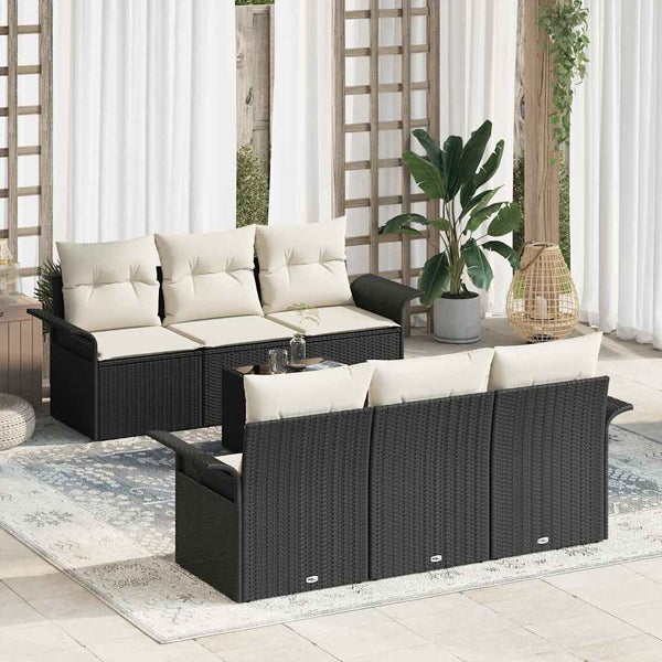 Tuin Sofa Set Met Kussen 7 Pcs En Crème 55 X 55 X 37 Cm