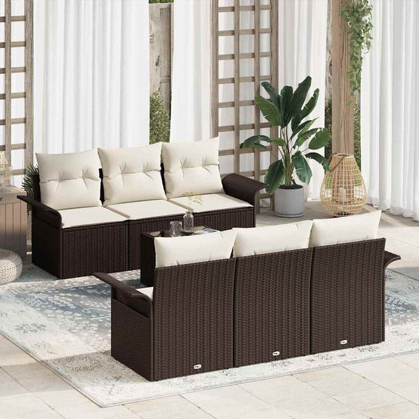 Tuin Sofa Set Met Kussen 7 Pcs En Crème 55 X 55 X 37 Cm