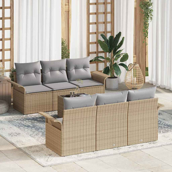 Tuin Sofa Set Met Kussen 7 Pcs En Crème 55 X 55 X 37 Cm