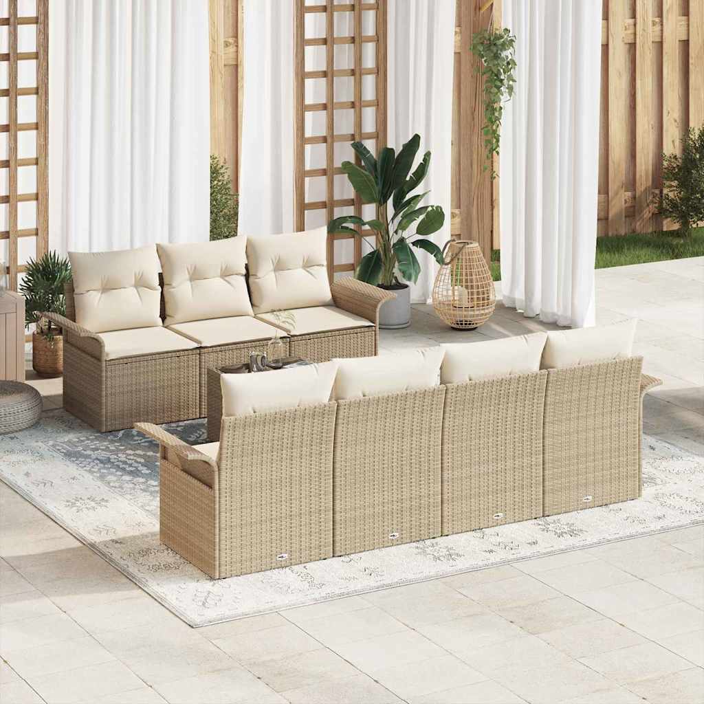 Tuin Sofa Set Met Kussen 8 Pcs En Crème 55 X 55 X 37 Cm
