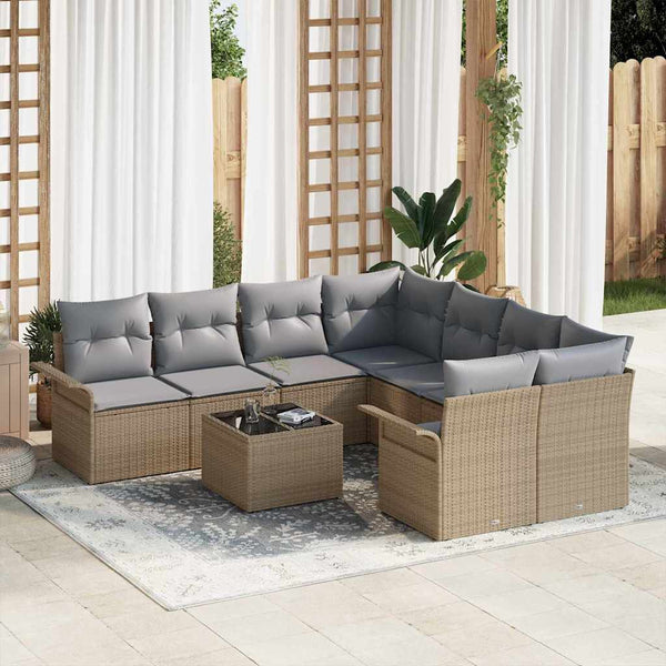 Tuin Sofa Set Met Kussen 9 Pcs En Crème 55 X 55 X 37 Cm