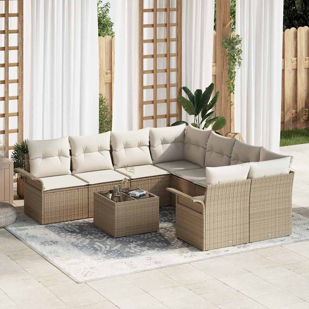 Tuin Sofa Set Met Kussen 9 Pcs En Crème 55 X 55 X 37 Cm