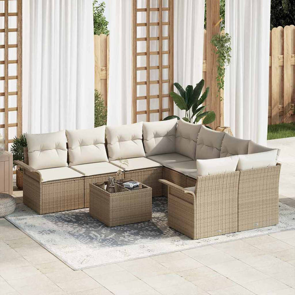 Tuin Sofa Set Met Kussen 9 Pcs En Crème 55 X 55 X 37 Cm