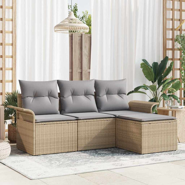 Tuin Sofa Set Met Kussen Met Opslag 4 Pcs Poly Riet