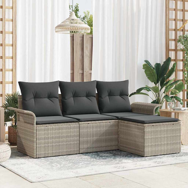 Tuin Sofa Set Met Kussen Met Opslag 4 Pcs Poly Riet