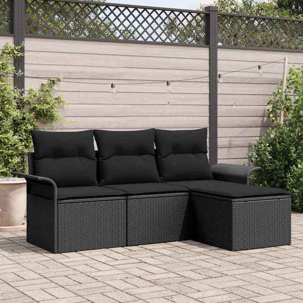 Tuin Sofa Set Met Kussen Met Opslag 4 Pcs Poly Riet