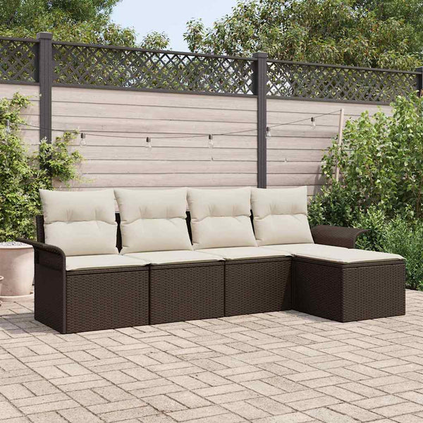 Tuin Sofa Set Met Kussen Met Opslag 5 Pcs Poly Riet