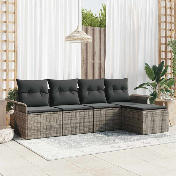 Tuin Sofa Set Met Kussen Met Opslag 5 Pcs Poly Riet