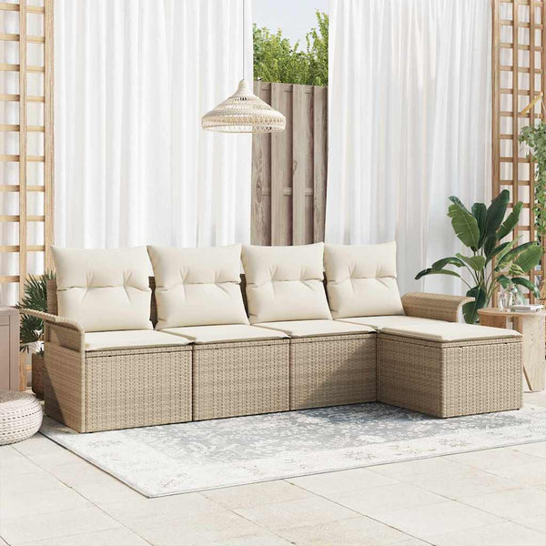 Tuin Sofa Set Met Kussen Met Opslag 5 Pcs Poly Riet