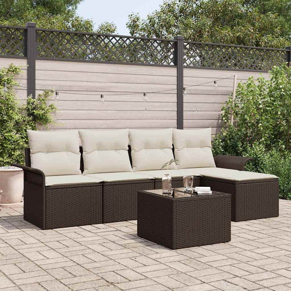 Tuin Sofa Set Met Kussen Met Opslag 5 Pcs Poly Riet