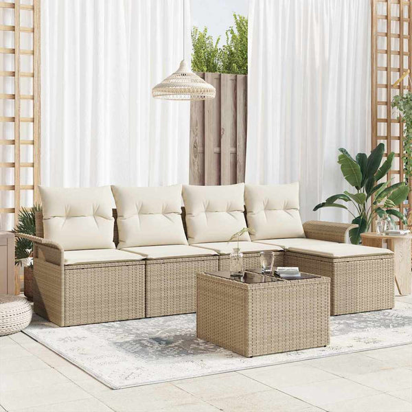Tuin Sofa Set Met Kussen Met Opslag 5 Pcs Poly Riet