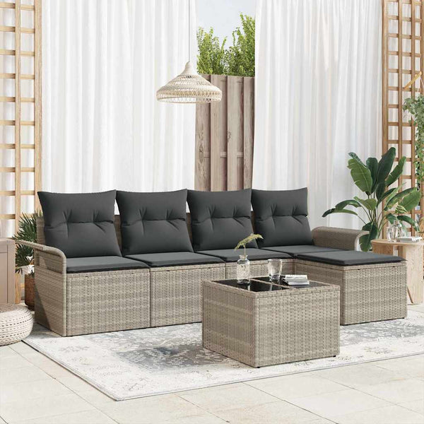 Tuin Sofa Set Met Kussen Met Opslag 5 Pcs Poly Riet