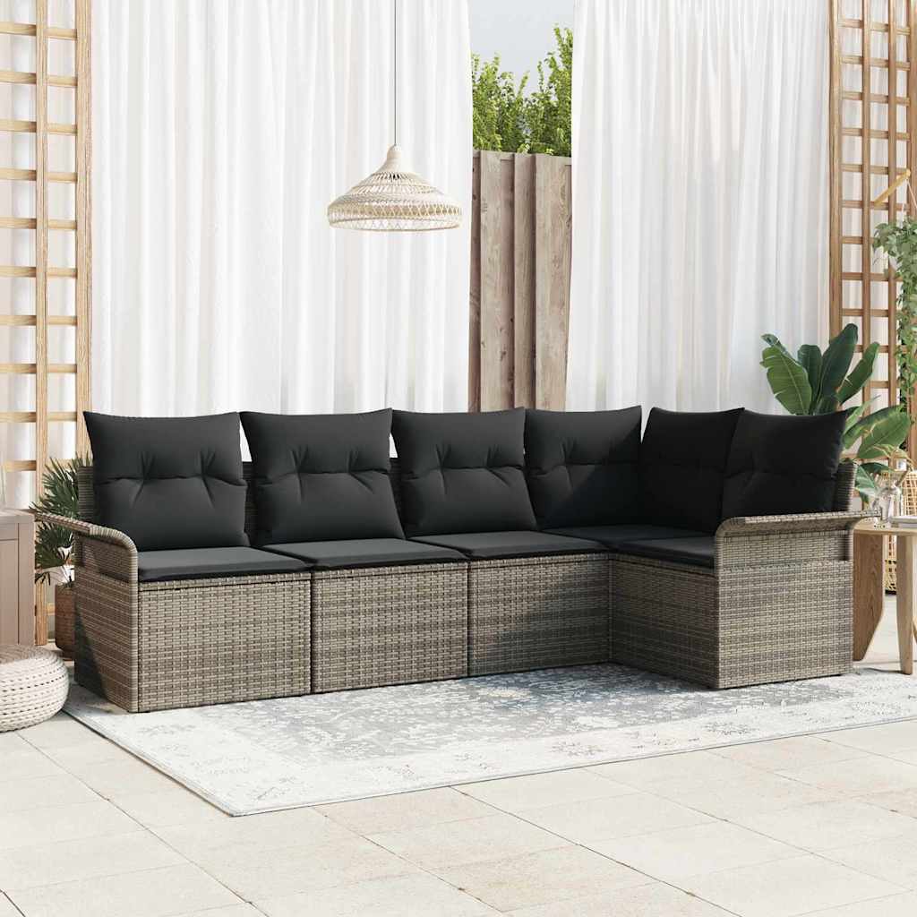 Tuin Sofa Set Met Kussen Met Opslag 5 Pcs Poly Riet