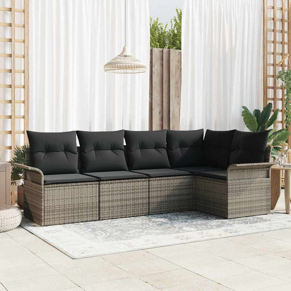 Tuin Sofa Set Met Kussen Met Opslag 5 Pcs Poly Riet