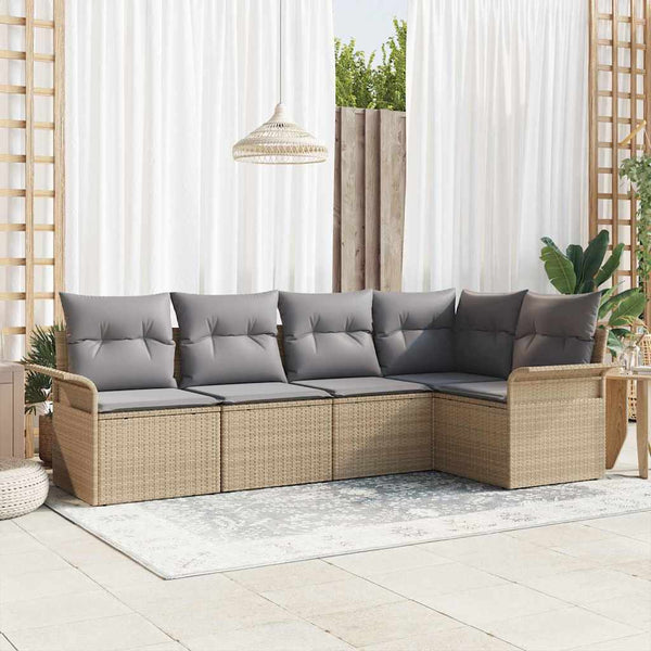 Tuin Sofa Set Met Kussen Met Opslag 5 Pcs Poly Riet