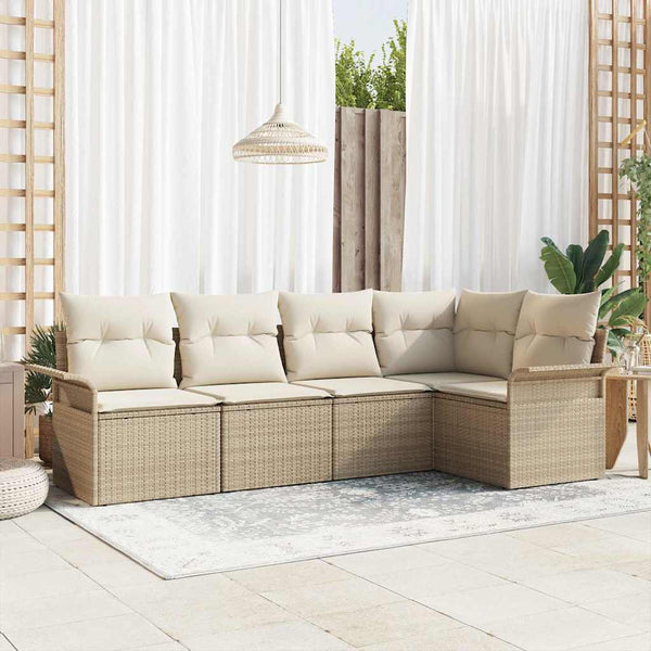 Tuin Sofa Set Met Kussen Met Opslag 5 Pcs Poly Riet