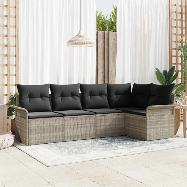 Tuin Sofa Set Met Kussen Met Opslag 5 Pcs Poly Riet