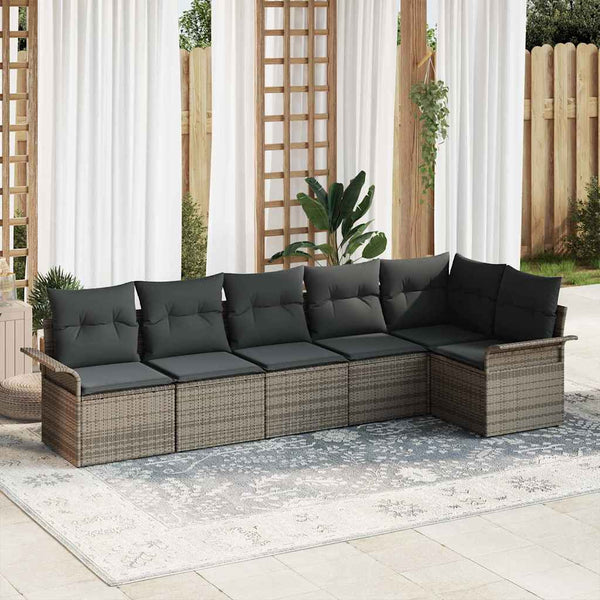 Tuin Sofa Set Met Kussen Met Opslag 6 Pcs Poly Riet