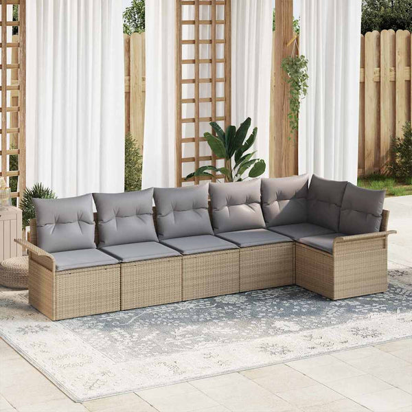 Tuin Sofa Set Met Kussen Met Opslag 6 Pcs Poly Riet