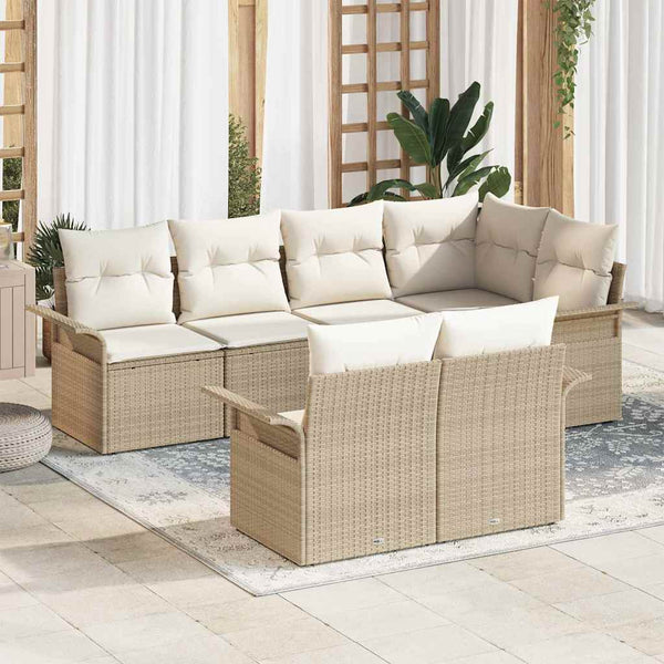 Tuin Sofa Set Met Kussen Met Opslag 7 Pcs Poly Riet