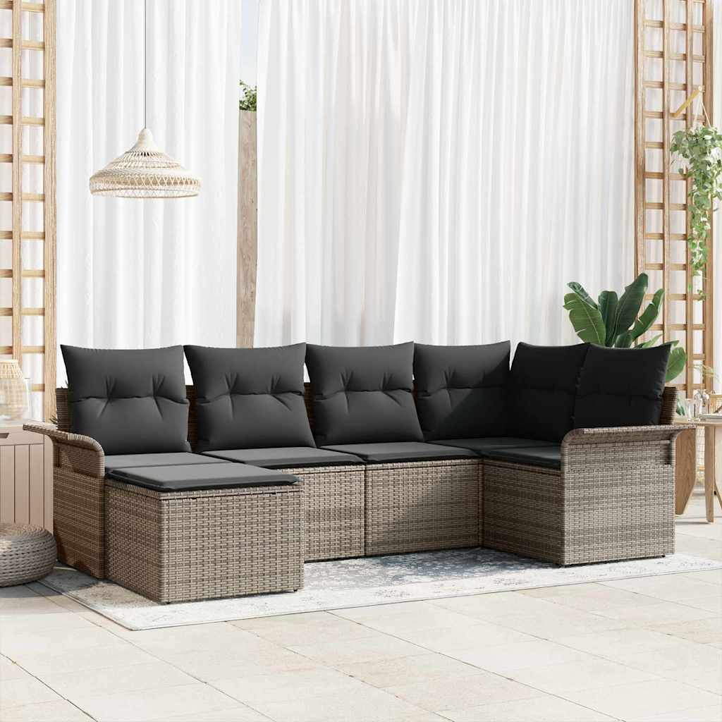 Tuin Sofa Set Met Kussen Met Opslag 6 Pcs Poly Riet