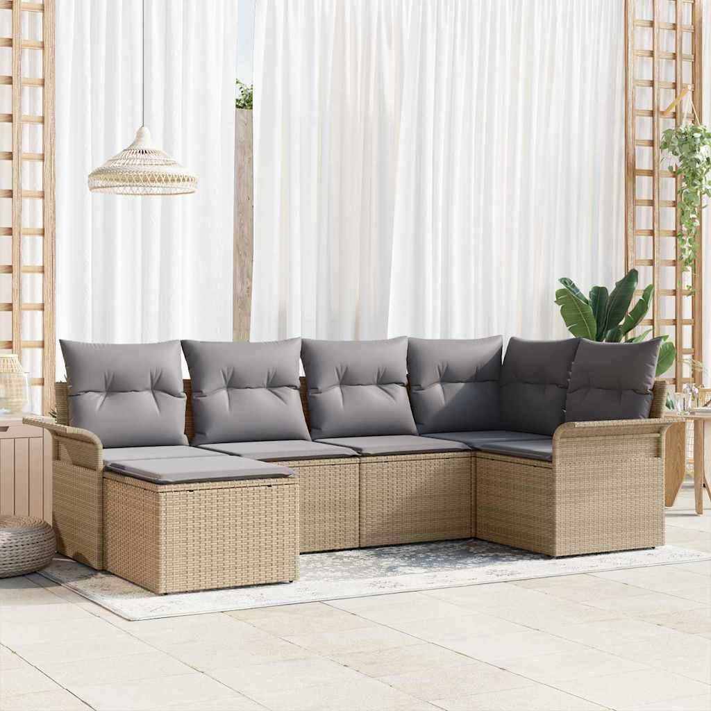 Tuin Sofa Set Met Kussen Met Opslag 6 Pcs Poly Riet