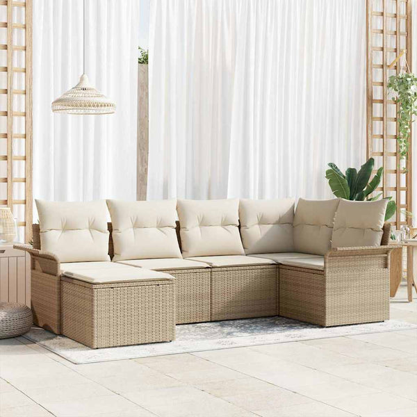 Tuin Sofa Set Met Kussen Met Opslag 6 Pcs Poly Riet