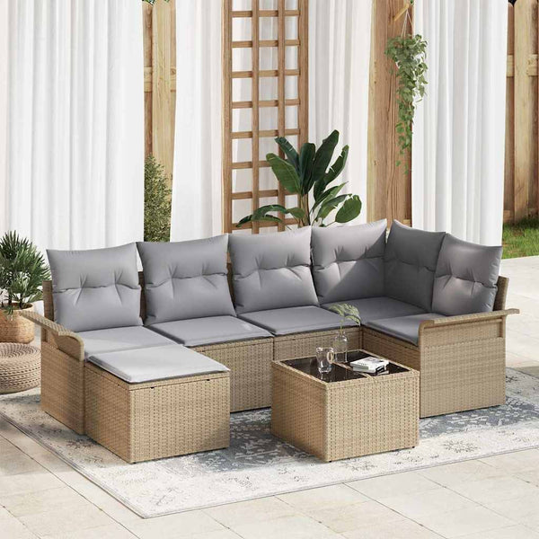 Tuin Sofa Set Met Kussen Met Opslag 6 Pcs Poly Riet