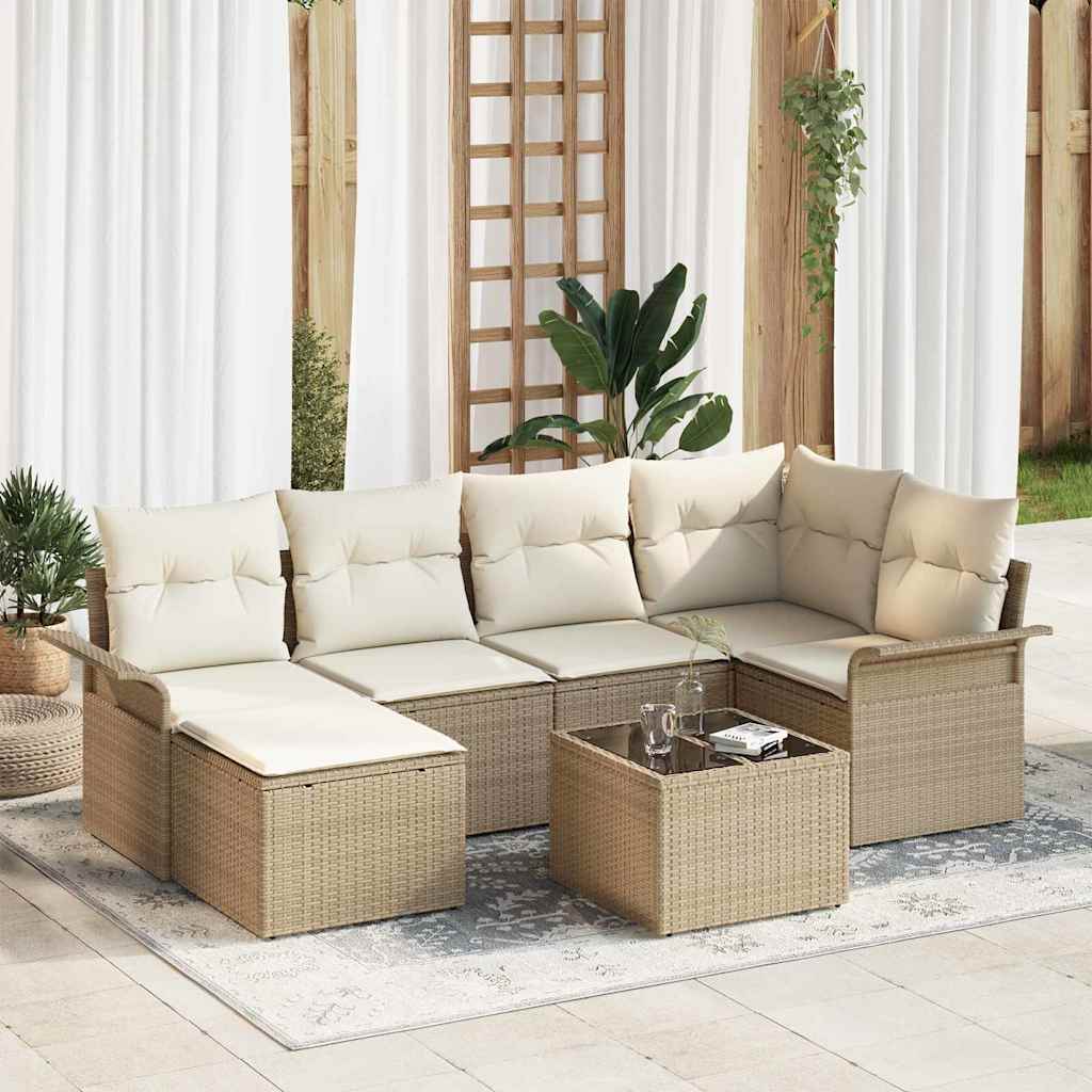 Tuin Sofa Set Met Kussen Met Opslag 6 Pcs Poly Riet