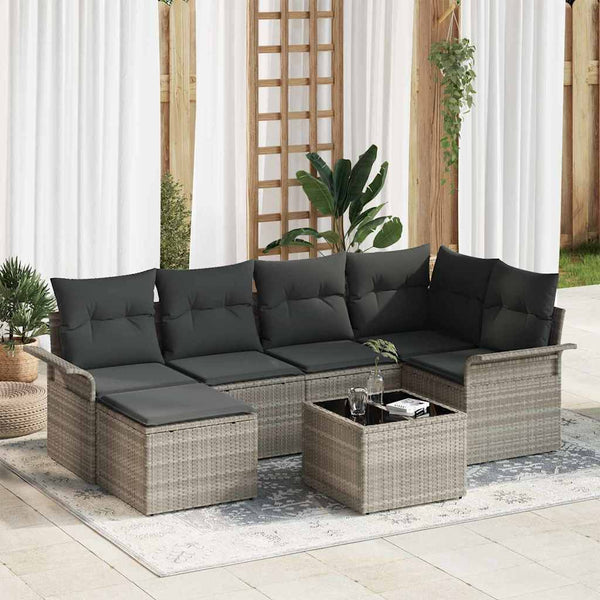 Tuin Sofa Set Met Kussen Met Opslag 6 Pcs Poly Riet