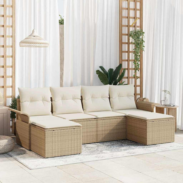 Tuin Sofa Set Met Kussen Met Opslag 6 Pcs Poly Riet