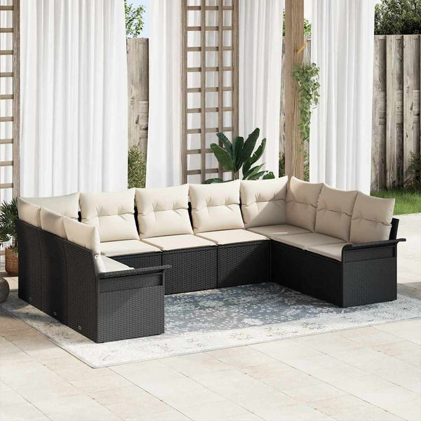 Tuin Sofa Set Met Kussen Met Opslag 9 Pcs Poly Riet