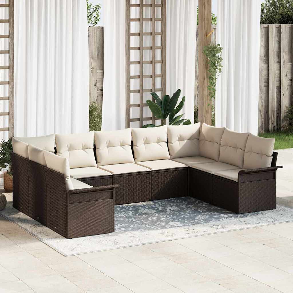 Tuin Sofa Set Met Kussen Met Opslag 9 Pcs Poly Riet