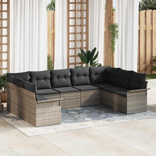 Tuin Sofa Set Met Kussen Met Opslag 9 Pcs Poly Riet