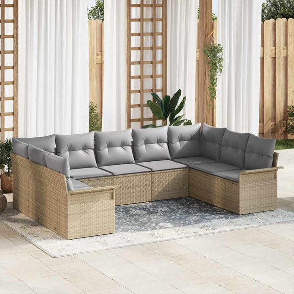 Tuin Sofa Set Met Kussen Met Opslag 9 Pcs Poly Riet