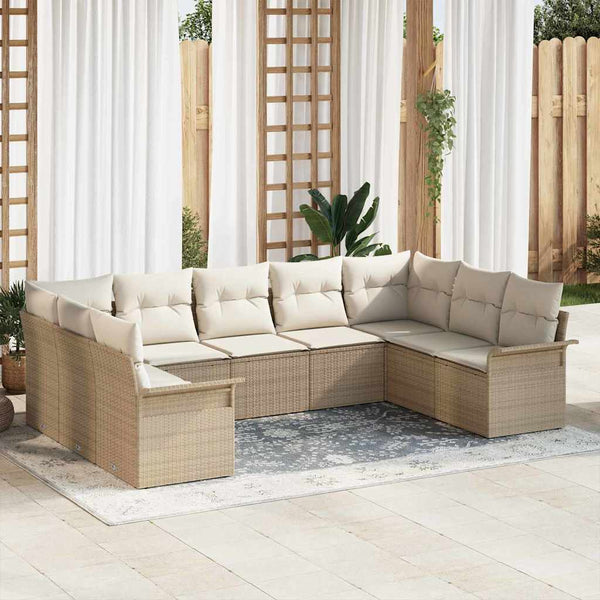 Tuin Sofa Set Met Kussen Met Opslag 9 Pcs Poly Riet