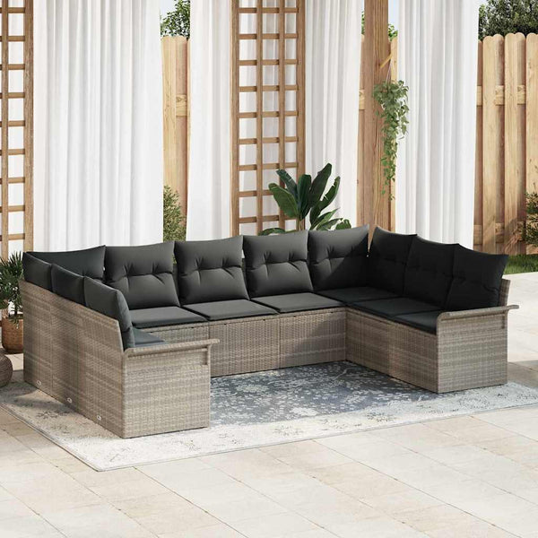 Tuin Sofa Set Met Kussen Met Opslag 9 Pcs Poly Riet