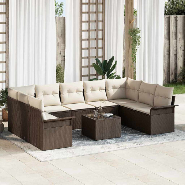 Tuin Sofa Set Met Kussen Met Opslag 9 Pcs Poly Riet