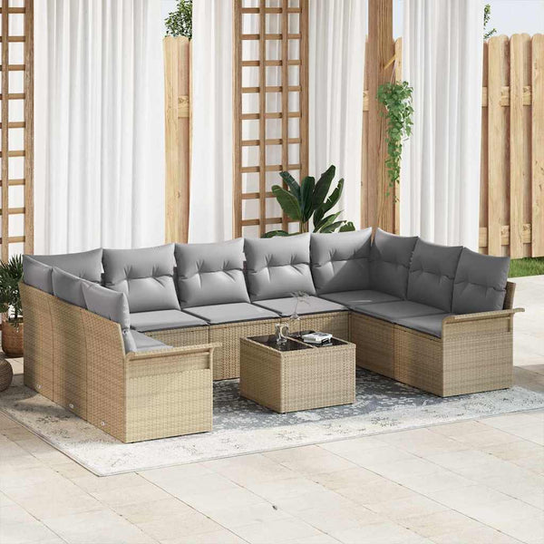 Tuin Sofa Set Met Kussen Met Opslag 9 Pcs Poly Riet