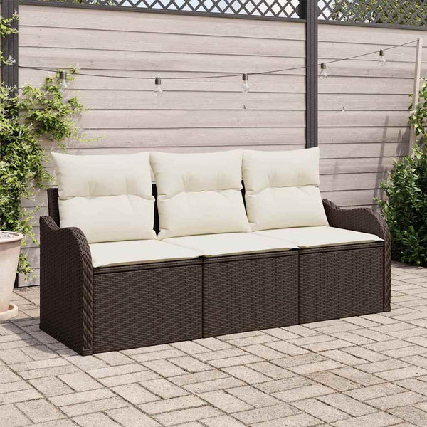 Tuin Sofa Set Met Kussen Met Opslag 3 Pcs Poly Riet