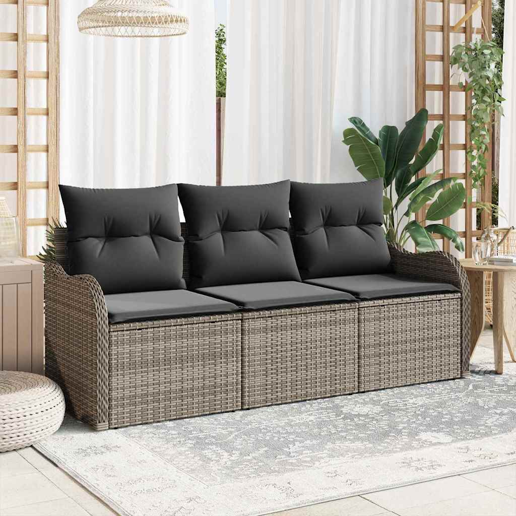 Tuin Sofa Set Met Kussen Met Opslag 3 Pcs Poly Riet