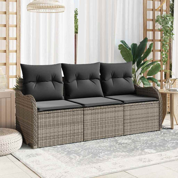 Tuin Sofa Set Met Kussen Met Opslag 3 Pcs Poly Riet